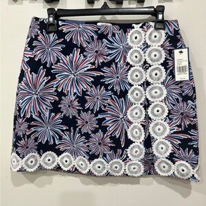 Crown & Ivy Navy and Red Firework Skort NWT